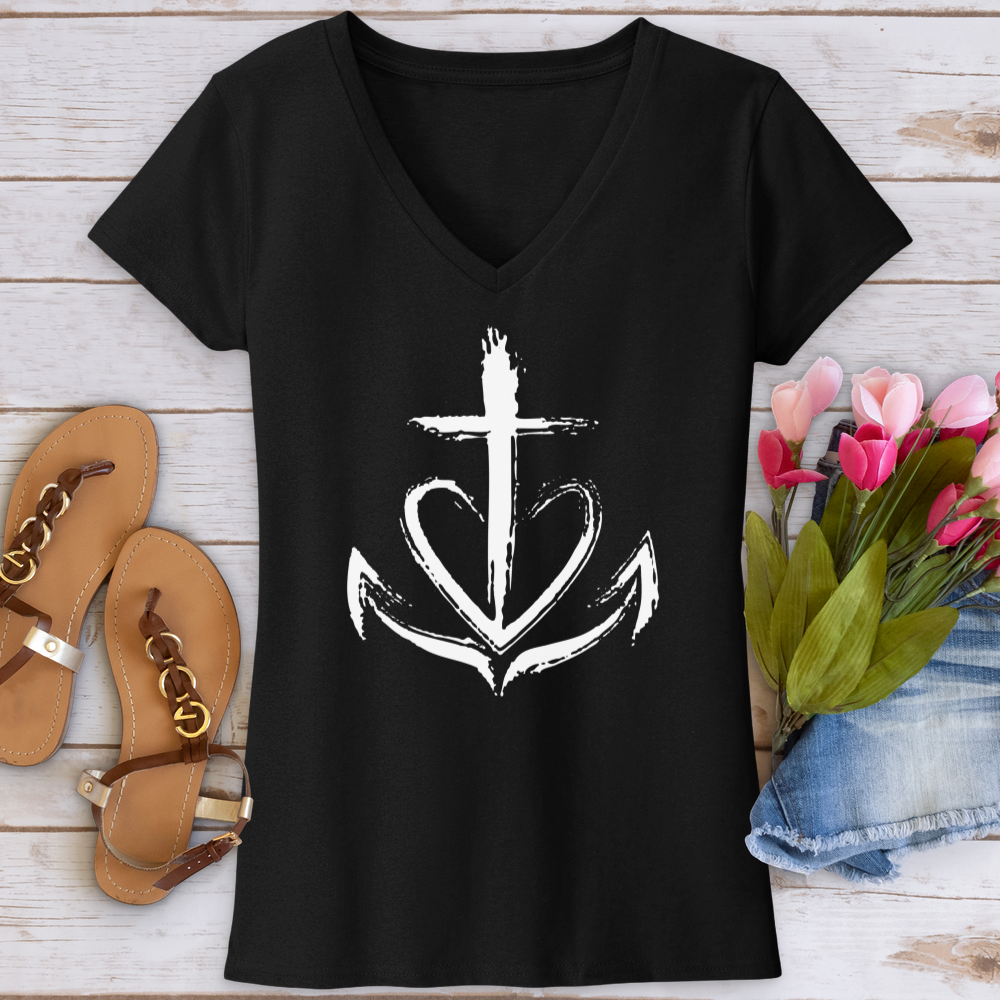 Faith Is The Anchor V-Neck Tee