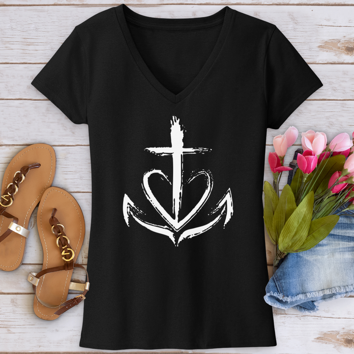 Faith Is The Anchor V-Neck Tee