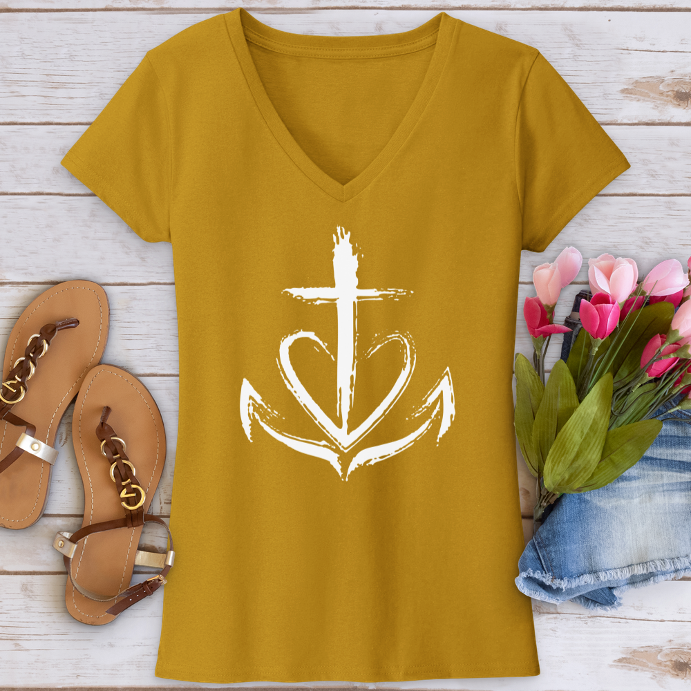 Faith Is The Anchor V-Neck Tee