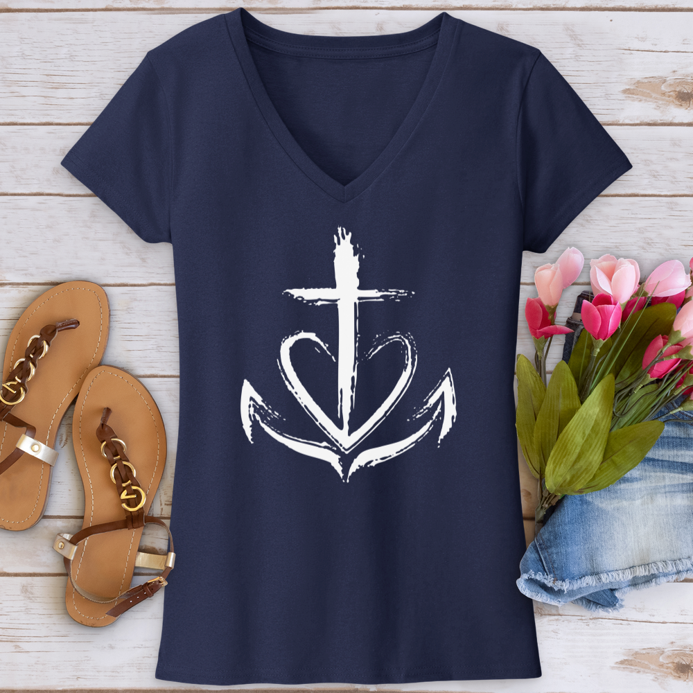 Faith Is The Anchor V-Neck Tee