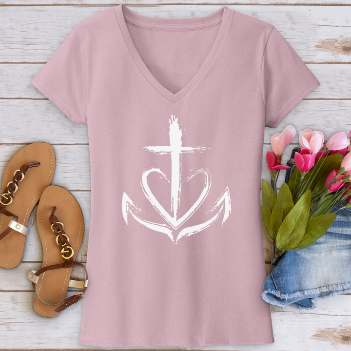 Faith Is The Anchor V-Neck Tee