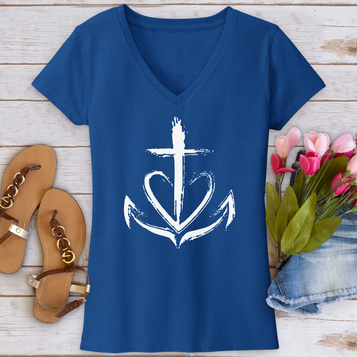 Faith Is The Anchor V-Neck Tee