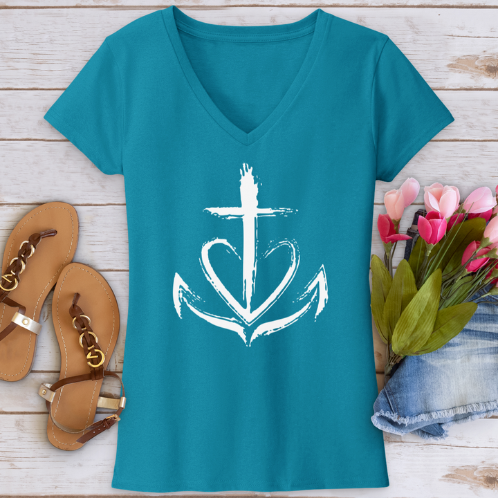 Faith Is The Anchor V-Neck Tee