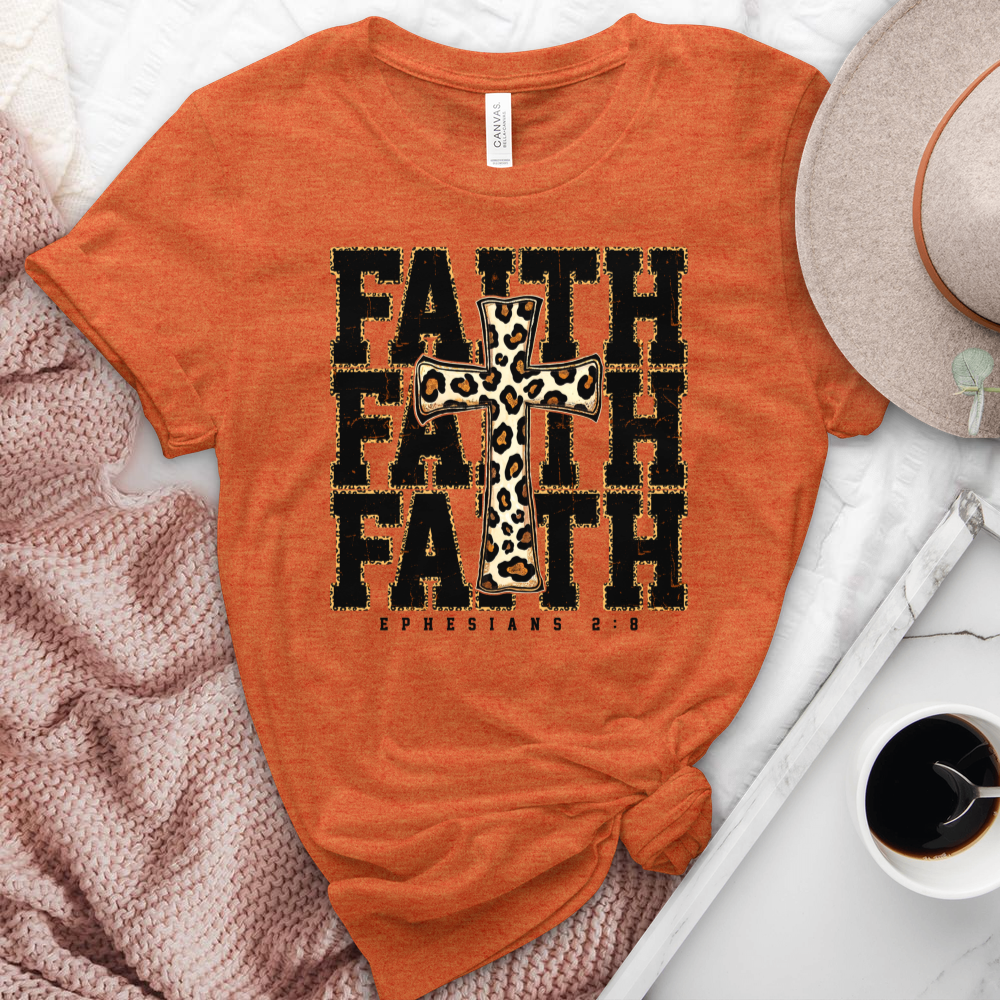 Faith Leopard Print Heathered Tee