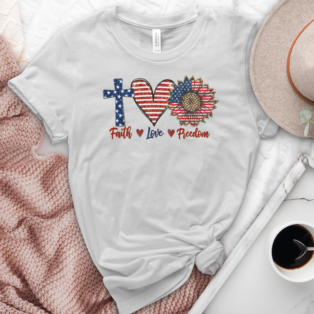 Faith Love Freedom Heathered Tee