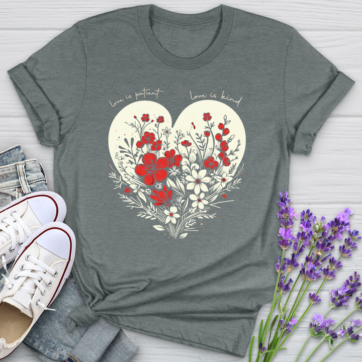 Faith Red Floral Heart Softstyle Tee