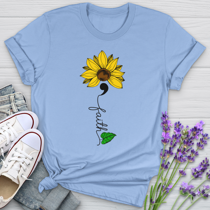 Faith Semicolon Sunflower Softstyle Tee