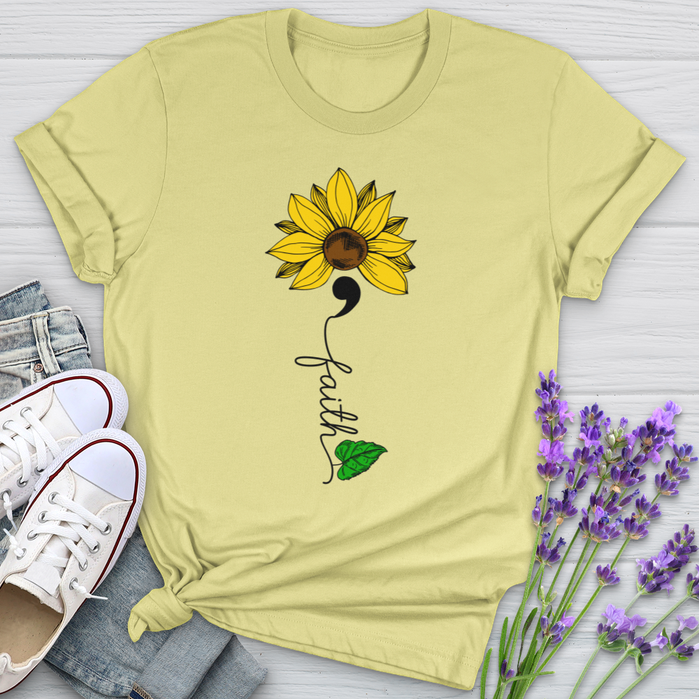 Faith Semicolon Sunflower Softstyle Tee