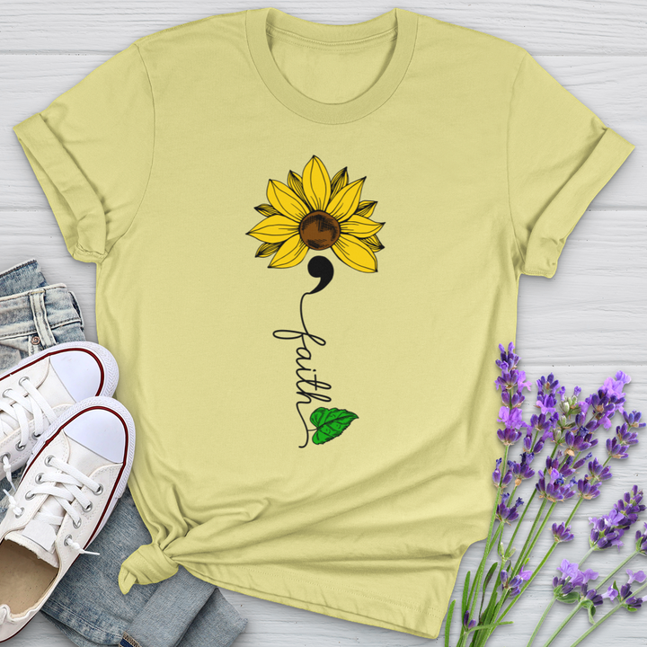 Faith Semicolon Sunflower Softstyle Tee