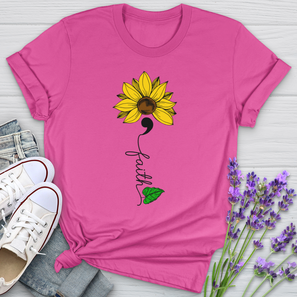 Faith Semicolon Sunflower Softstyle Tee