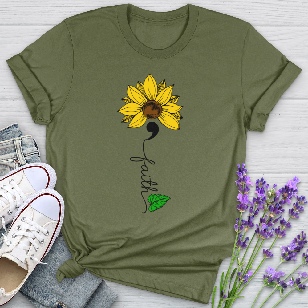 Faith Semicolon Sunflower Softstyle Tee