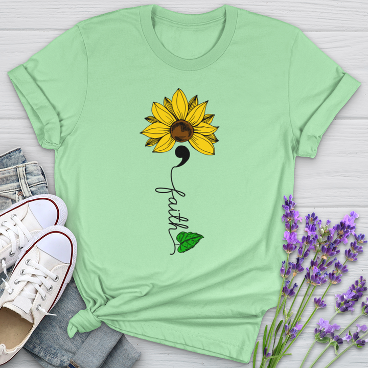 Faith Semicolon Sunflower Softstyle Tee