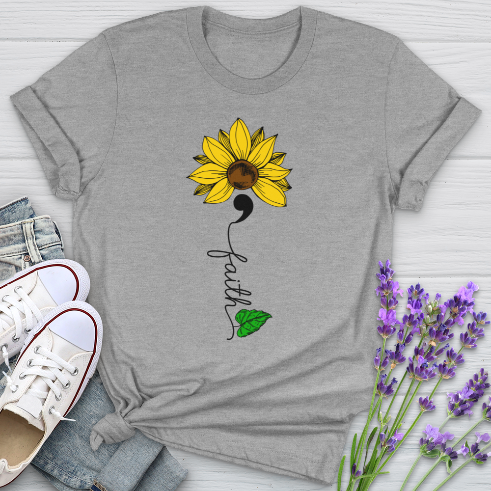 Faith Semicolon Sunflower Softstyle Tee