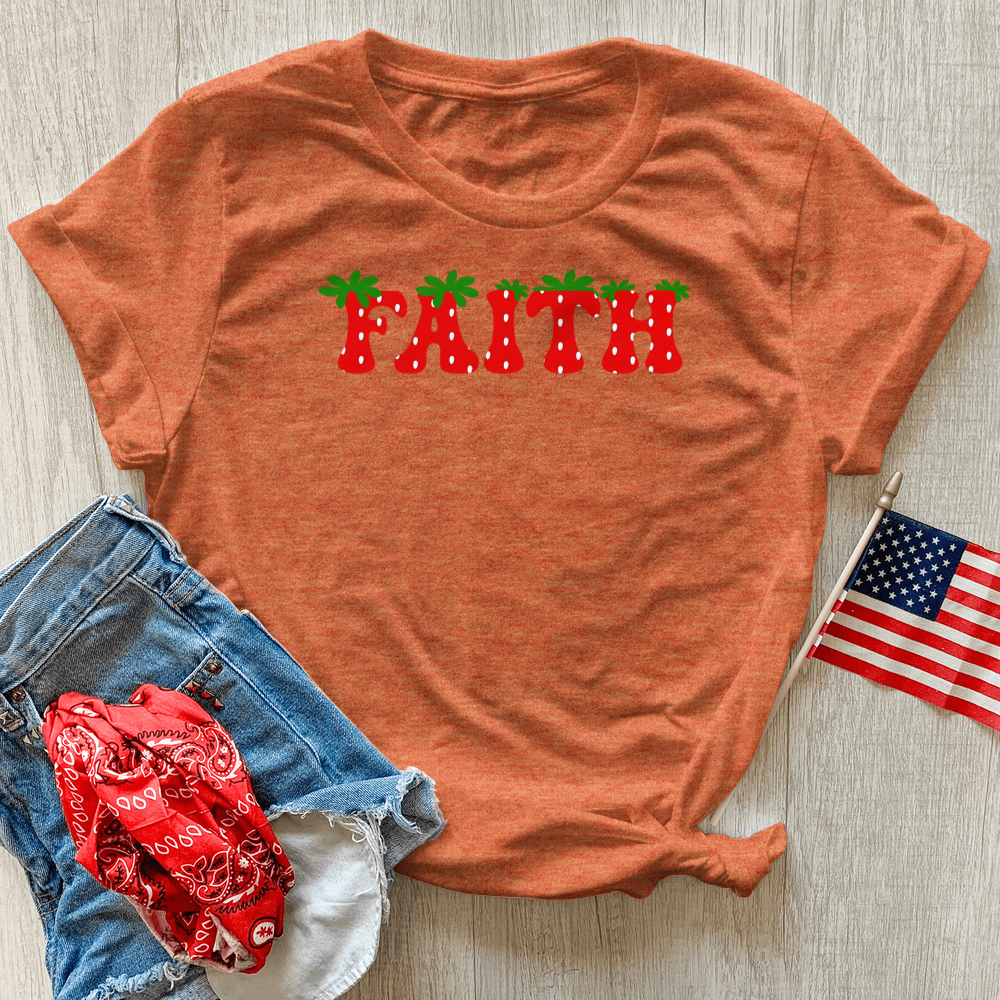 Faith Strawberries Heathered Tee