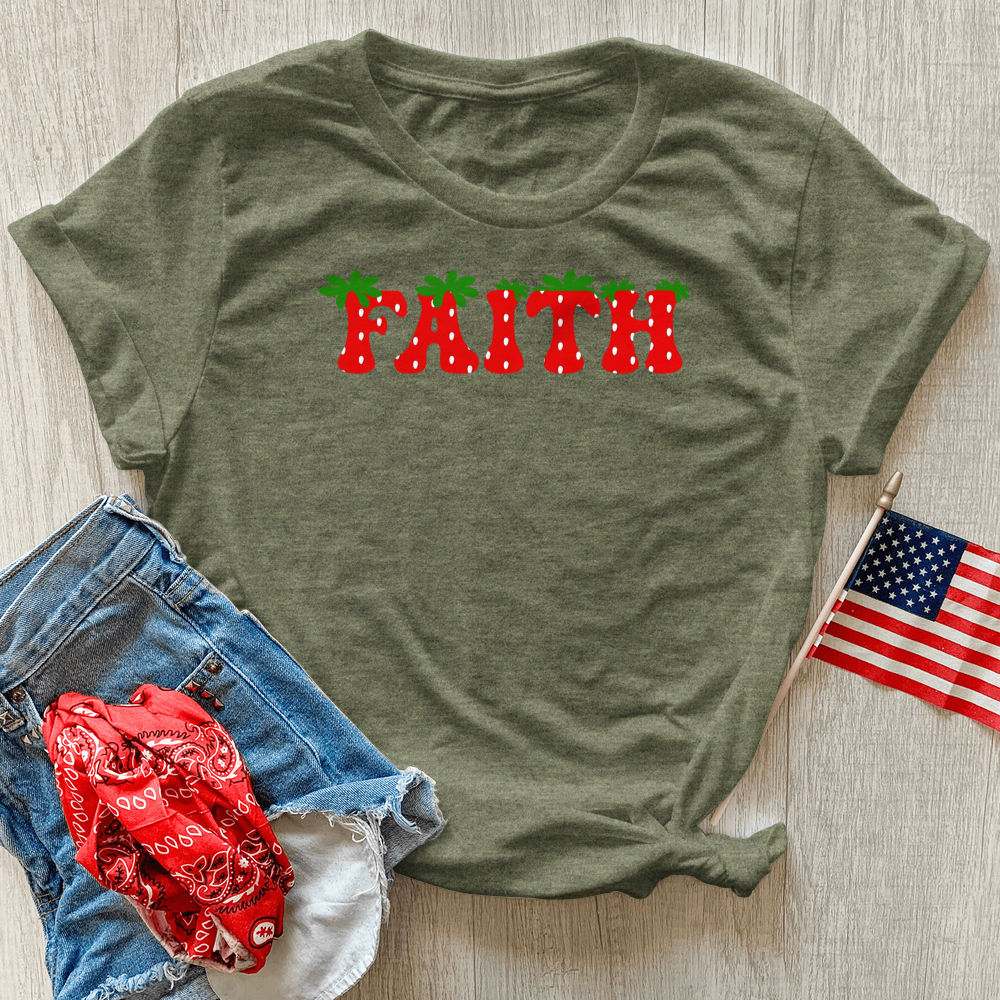 Faith Strawberries Heathered Tee