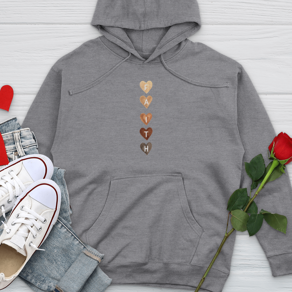 Faith Watercolor Hearts Midweight Hooded Sweatshirt