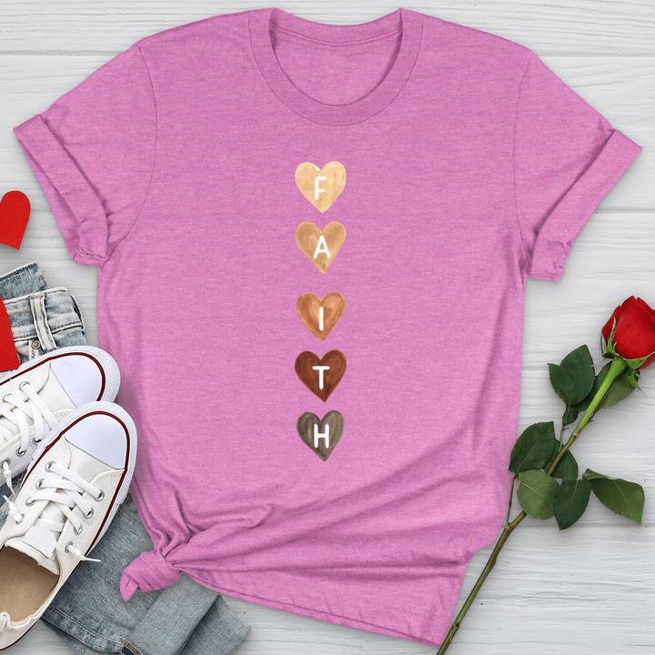 Faith Watercolor Hearts Softstyle Tee