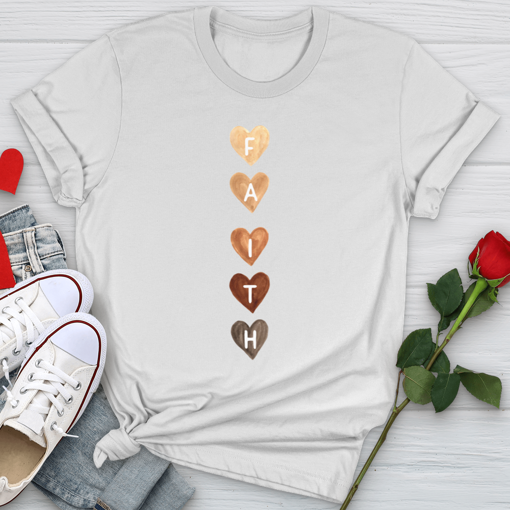 Faith Watercolor Hearts Softstyle Tee