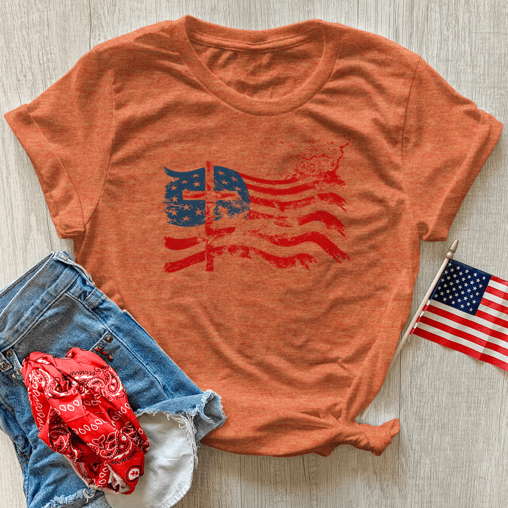 Faithful Freedom Flag Heathered Tee