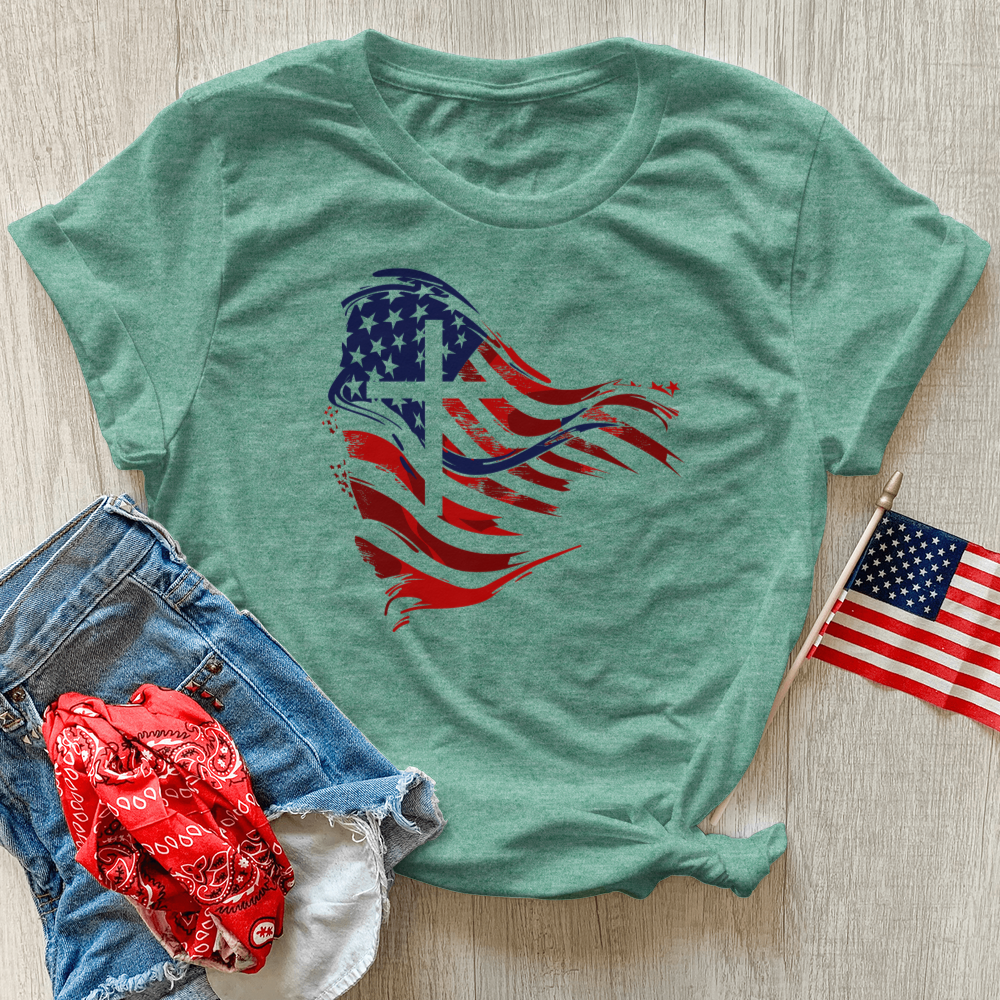 Faithful Freedom Flag Heathered Tee