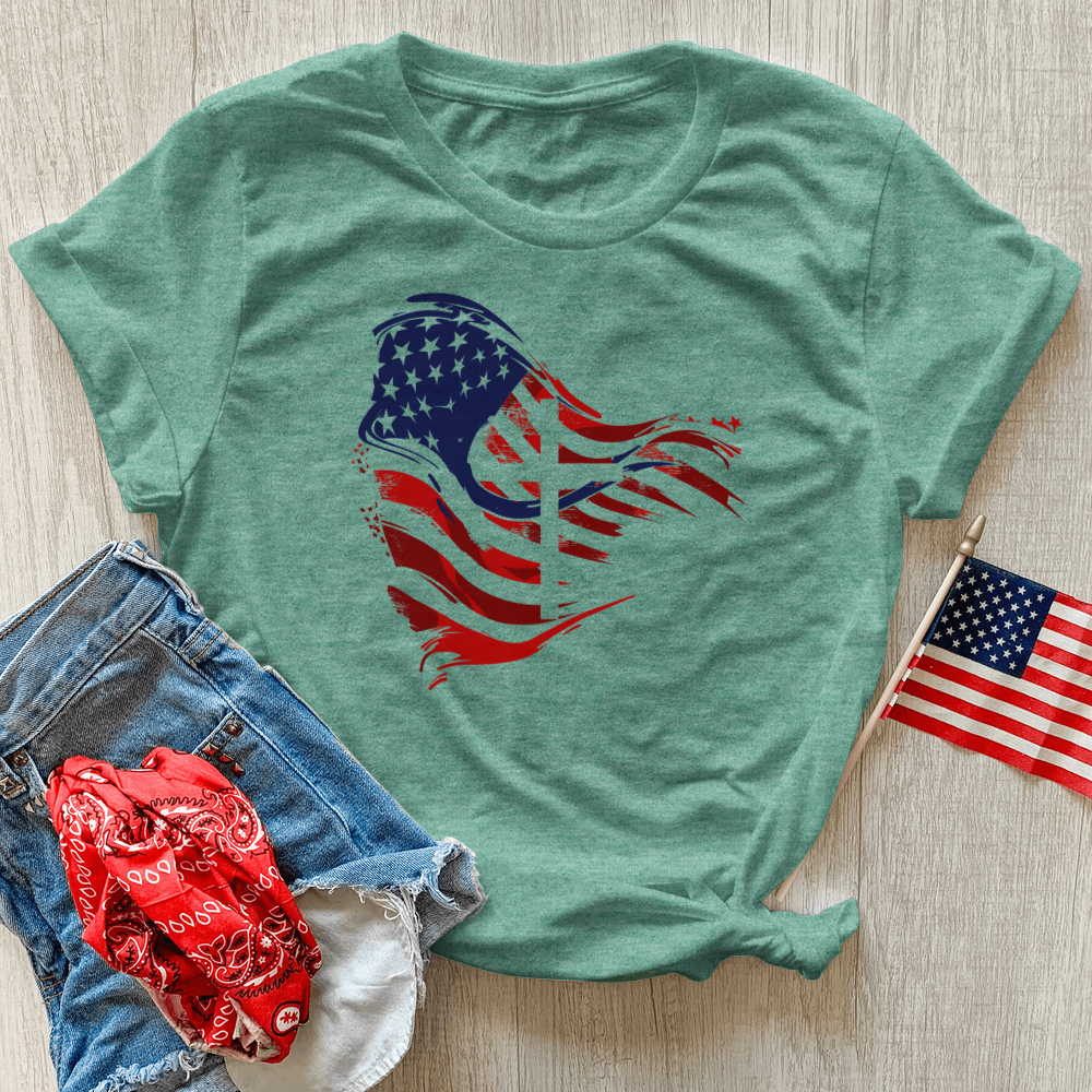 Faithful Freedom Flag Heathered Tee