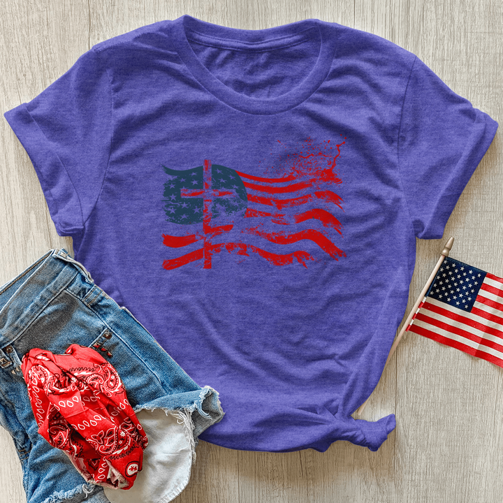 Faithful Freedom Flag Heathered Tee