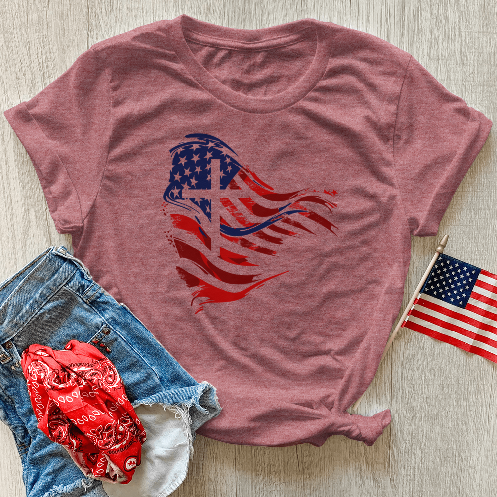 Faithful Freedom Flag Heathered Tee