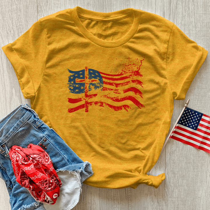 Faithful Freedom Flag Heathered Tee