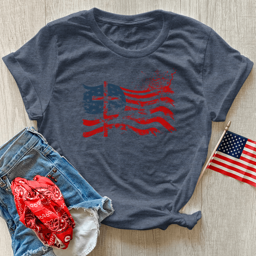 Faithful Freedom Flag Heathered Tee