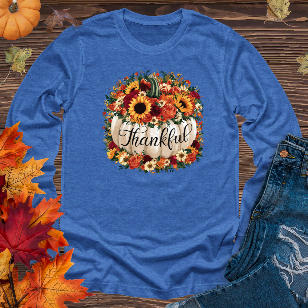 Floral Thankful Pumpkin Long Sleeve Tee