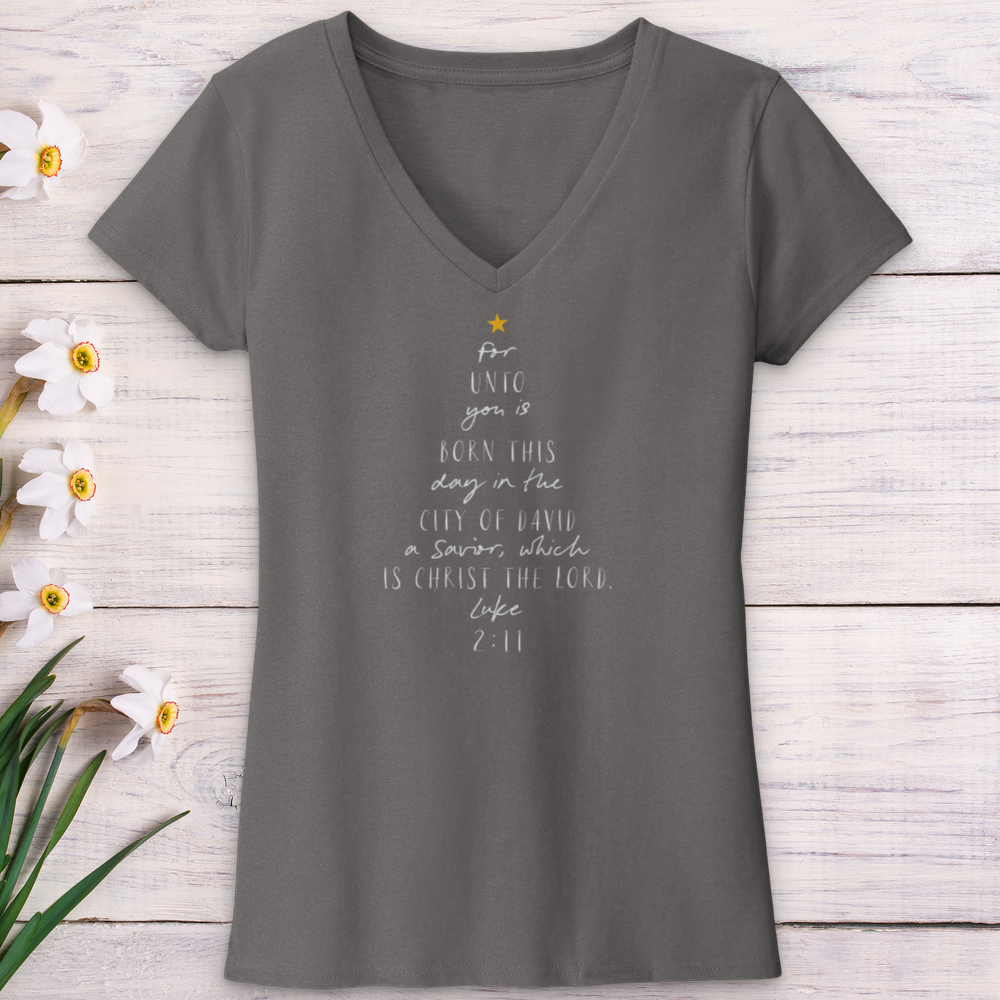 For Unto You Is Born This Day Luke V-Neck Tee