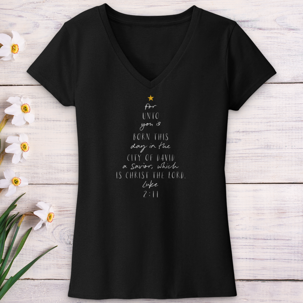 For Unto You Is Born This Day Luke V-Neck Tee