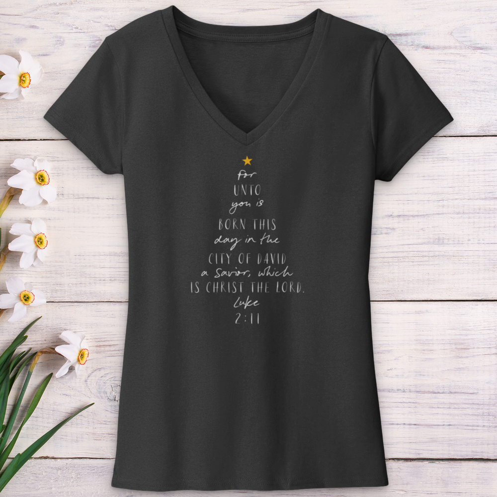 For Unto You Is Born This Day Luke V-Neck Tee