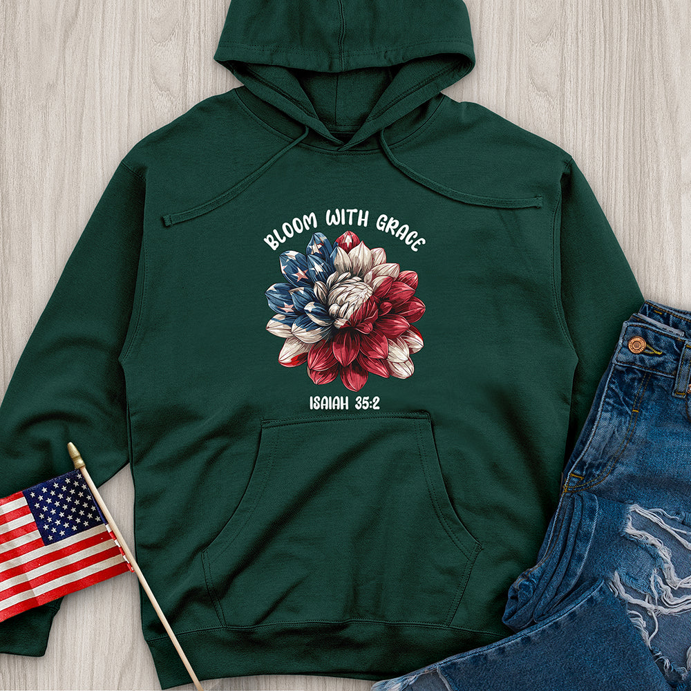 Patriotic Bloom Emblem Midweight Hooded Sweatshirt