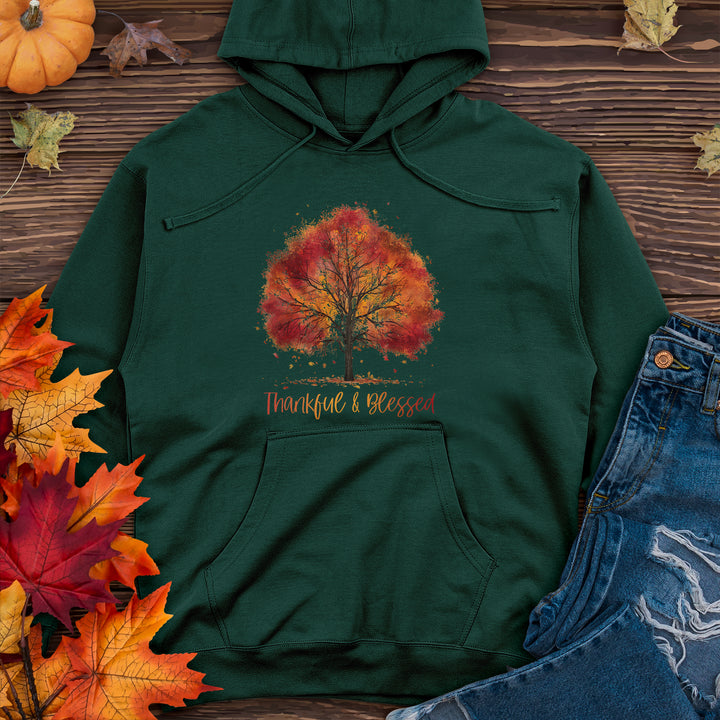 Thankful & Blessed Autumn Tree Midweight Hooded Sweatshirt