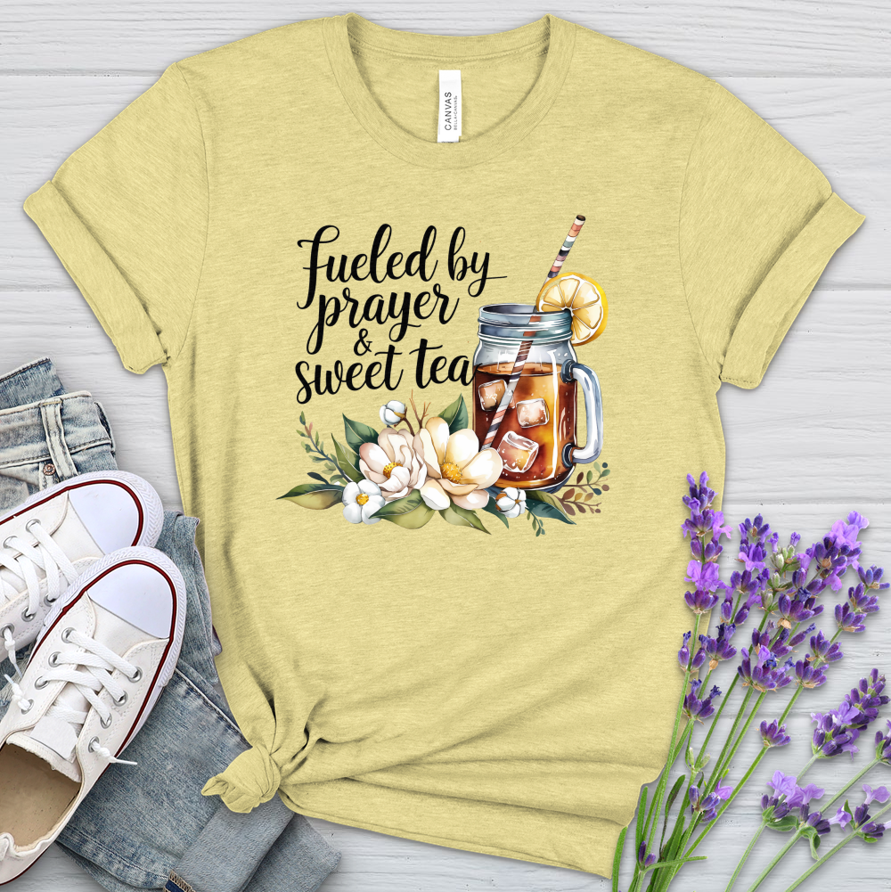 Fueled By Prayer & Sweet Tea Heathered Tee