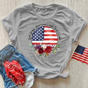 God Bless America Circle Flag Heathered Tee