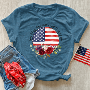 God Bless America Circle Flag Heathered Tee