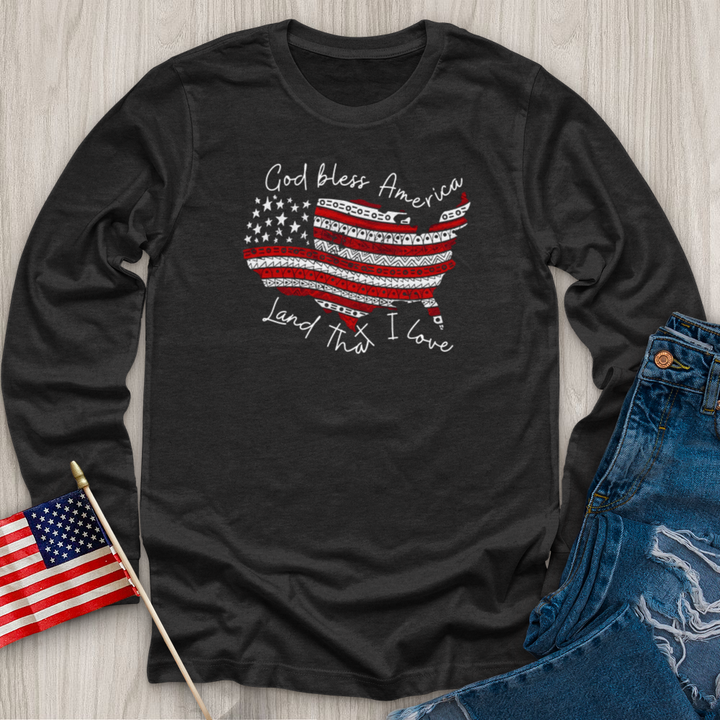 God Bless America USA Long Sleeve Tee