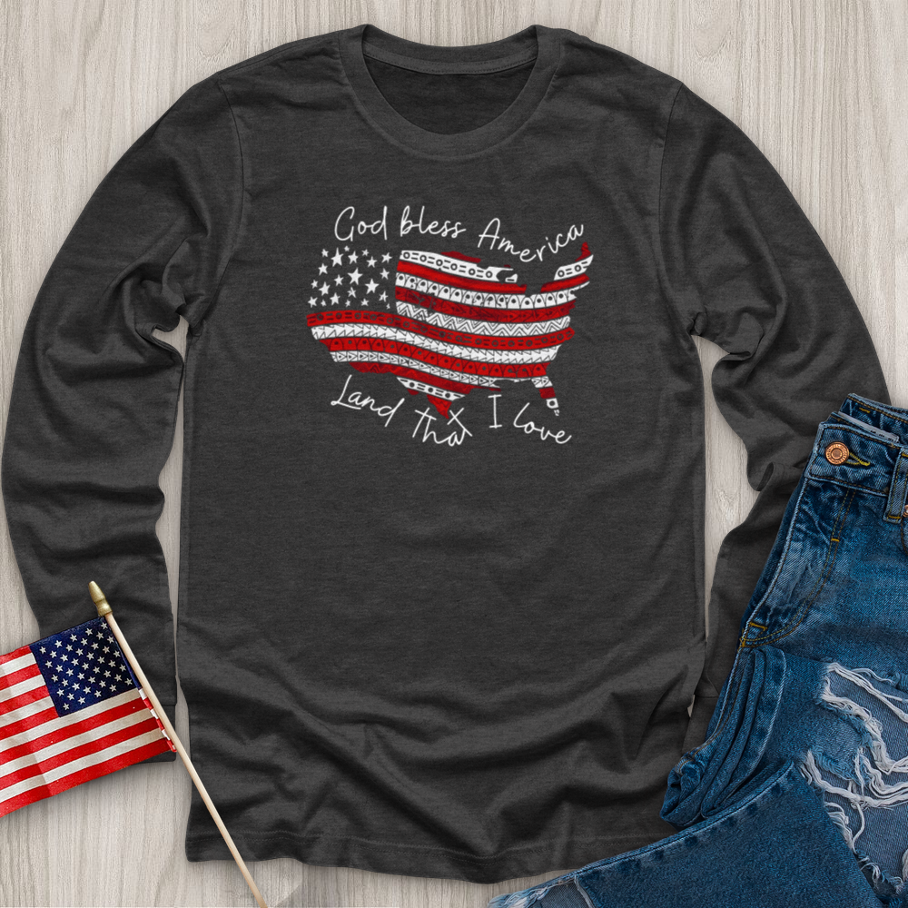 God Bless America USA Long Sleeve Tee