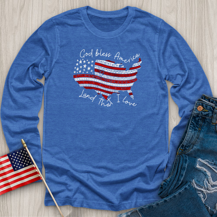 God Bless America USA Long Sleeve Tee