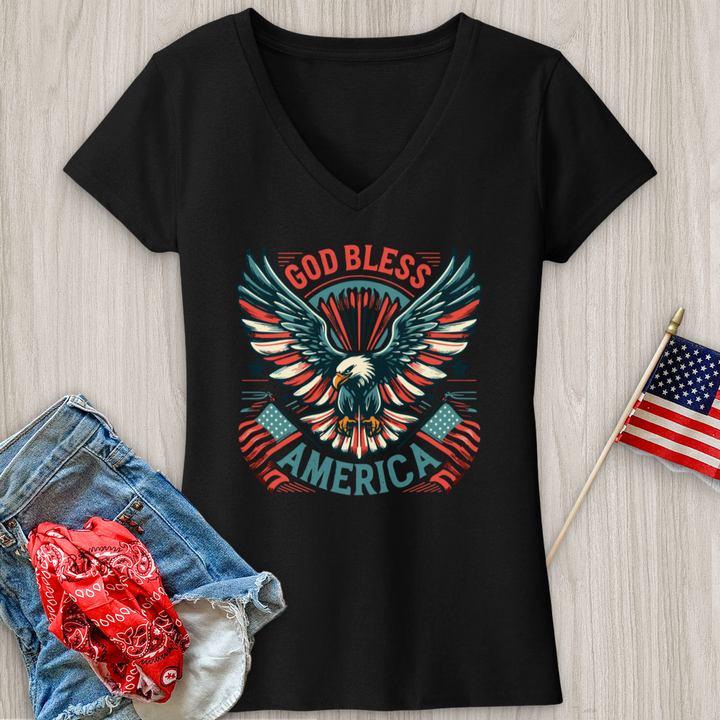 God Bless America V-Neck Tee