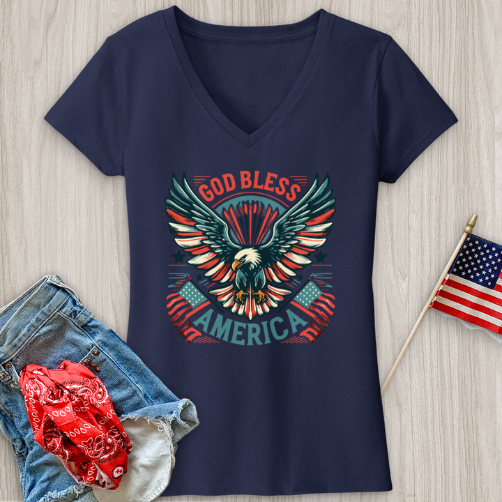 God Bless America V-Neck Tee