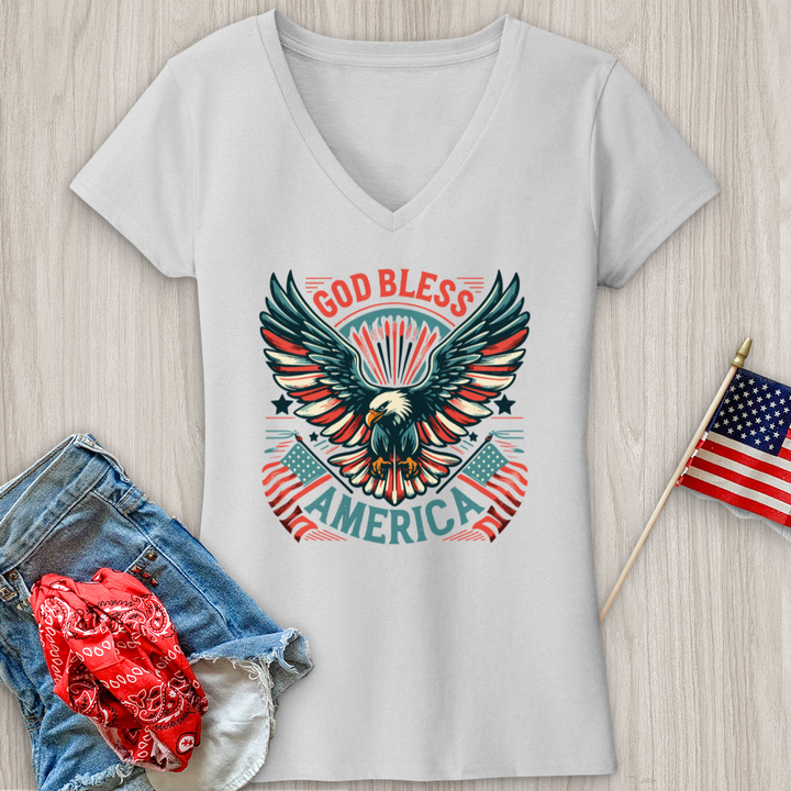 God Bless America V-Neck Tee