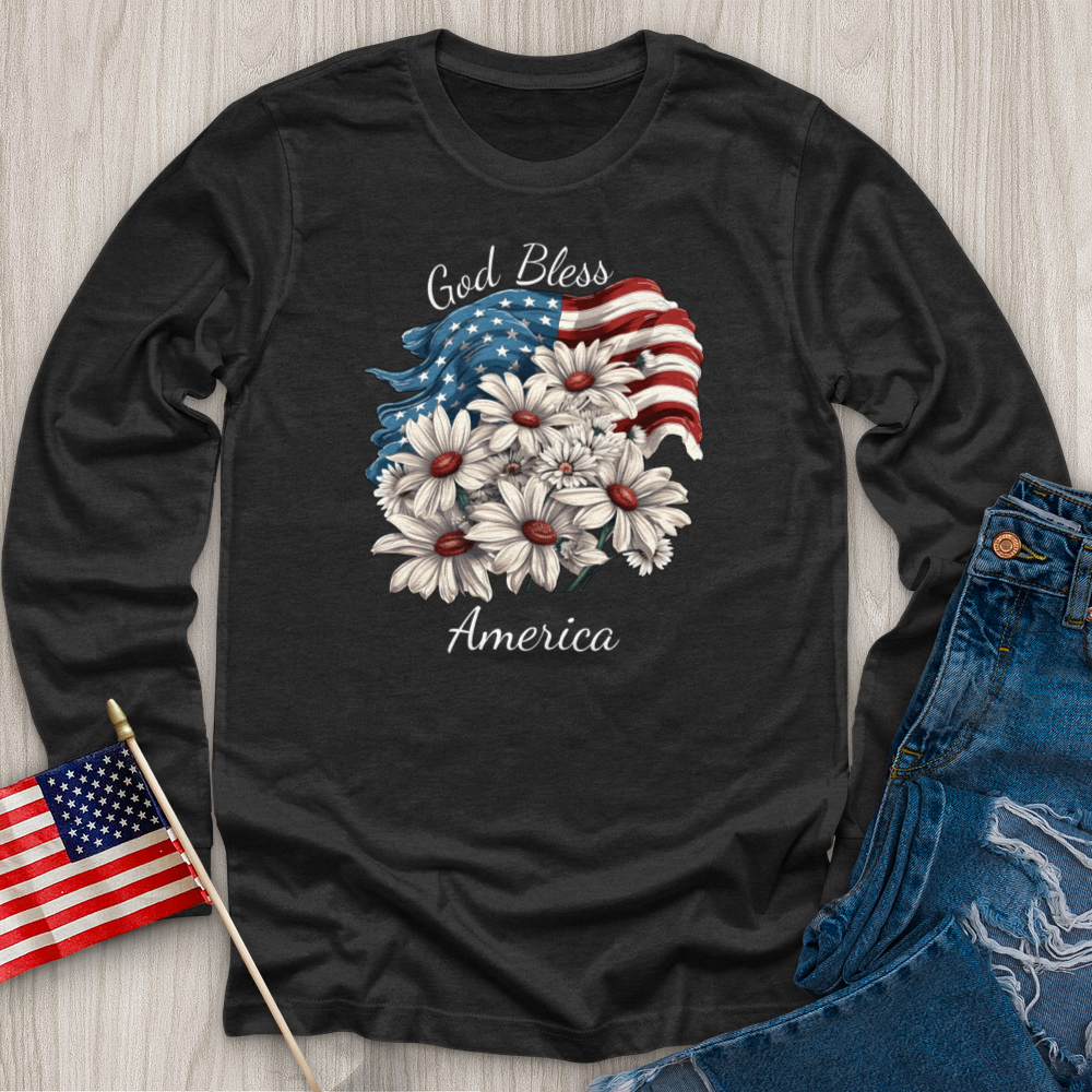 God Bless American Daisies Long Sleeve