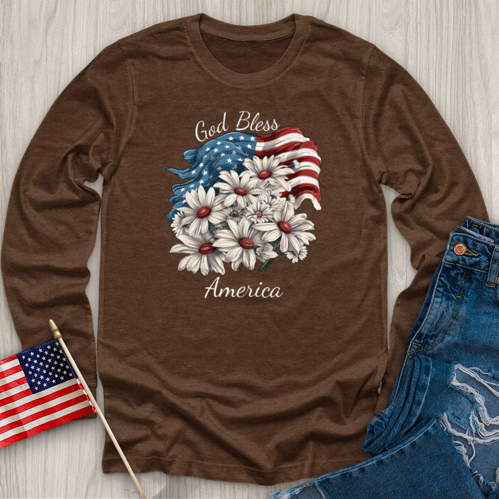 God Bless American Daisies Long Sleeve