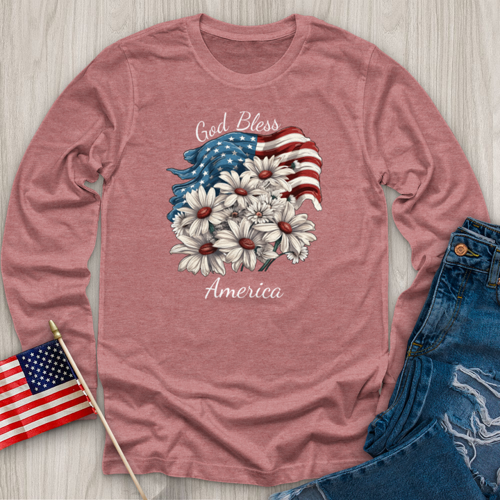 God Bless American Daisies Long Sleeve