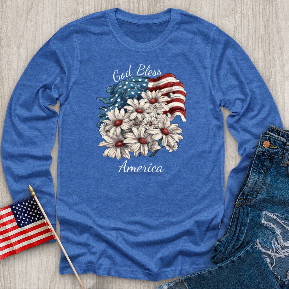 God Bless American Daisies Long Sleeve