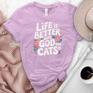 God & Cats Floral Heathered Tee