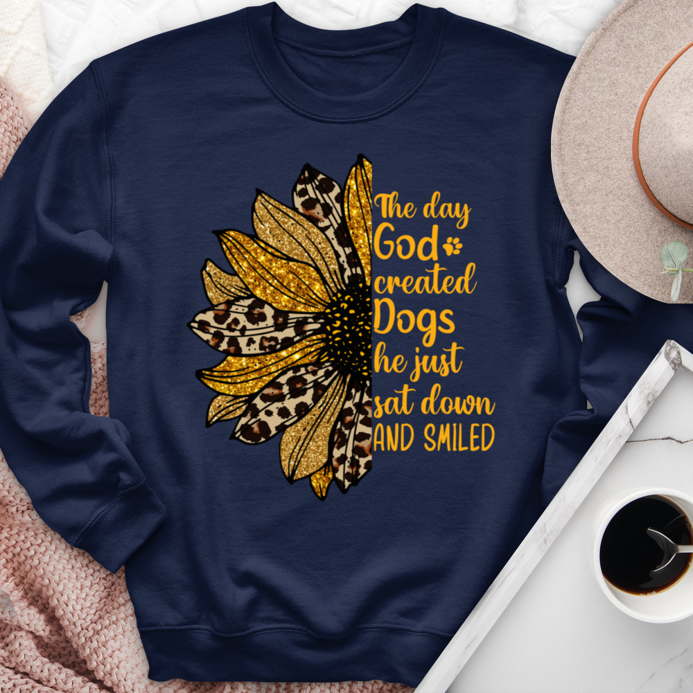 God Created Dogs Sunflower Crewneck